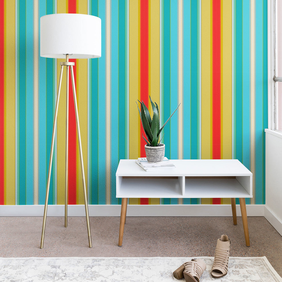 Deny Designs Sharon Turner deckchair stripe Wallpaper, Blue, 2'x4'