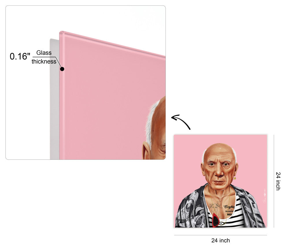 "Hip Pablo Picasso" Frameless Reverse Printed Tempered Art Glass Wall Art