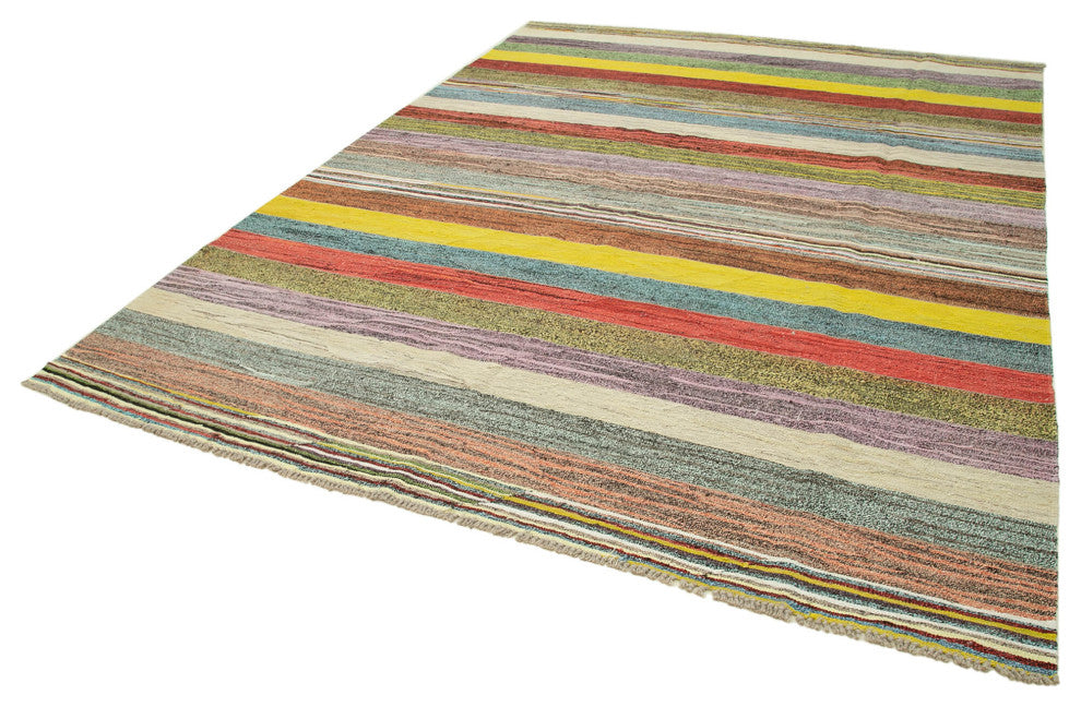 Rug N Carpet - Handmade Turkish 8' 7'' x 11' 0'' Modern Design Wool Kilim Rug