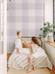 Checkered Fabric Look Large Peel and Stick Vinyl Wallpaper, Lilac, 24" X 60"