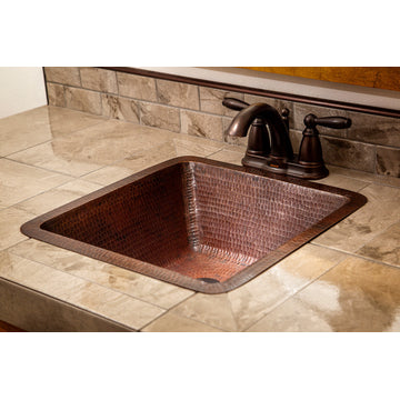 BS17DB 17'''' Square 16 Gauge Hammered Copper Bar Sink