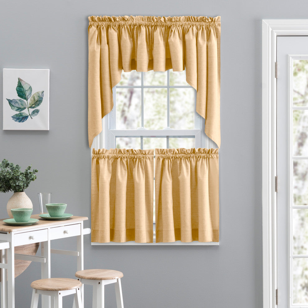 Lisa Solid Tailored Tier, Butter, 56"x24"