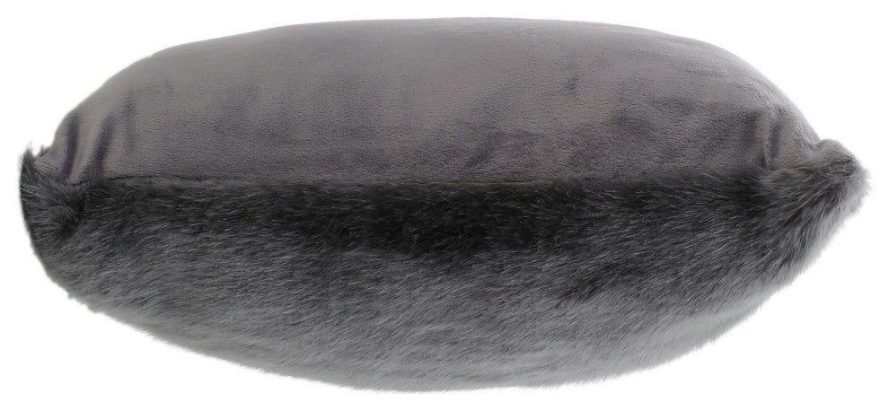 GDF Studio Elise Modern Glam Faux Fur Throw Pillow, Dark Gray, 1