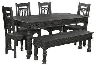 Wiley Carved Dining Table, Black, 72" W