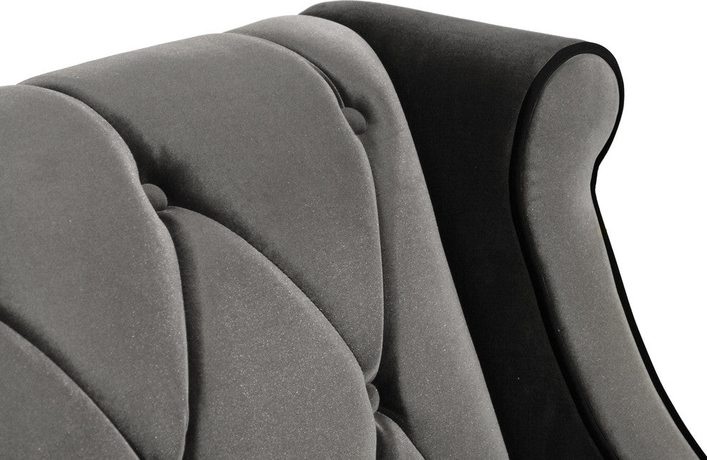 Armen Living Barrister Chair Gray Velvet/Black Piping - Gray