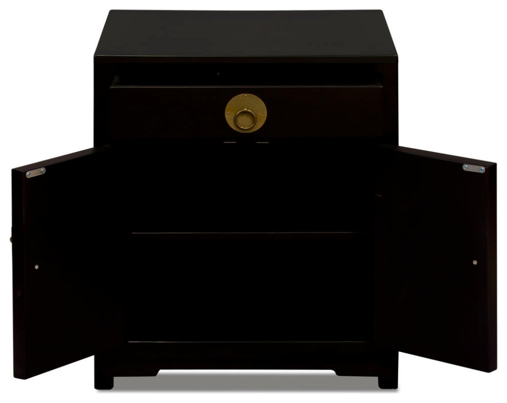 Matte Black Elmwood Chinese Ming Cabinet