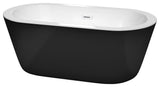 60" Freestanding Bathtub, Black, White Interior, White Drain, Trim