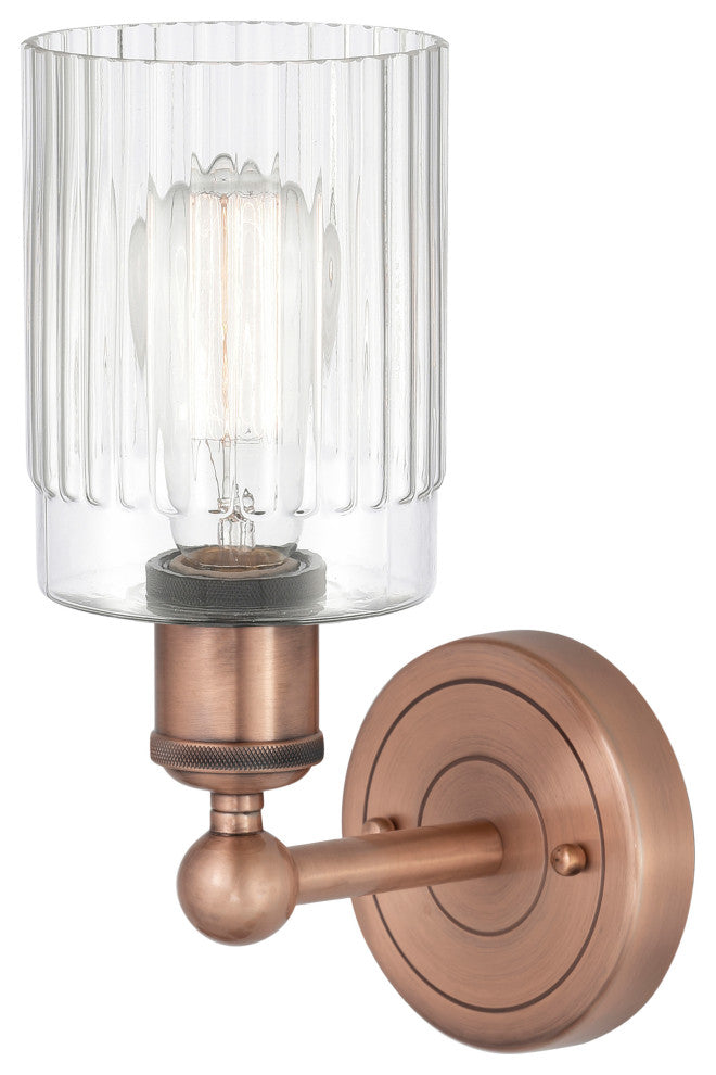 Hadley 1-Light 5" Sconce, Antique Copper Finish, Clear Shade
