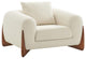 Modrest Fleury Cream Fabric and Walnut Lounge Chair