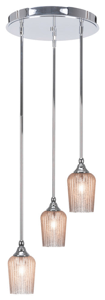 Empire 3-Light Cluster Pendalier, Chrome/Silver Textured