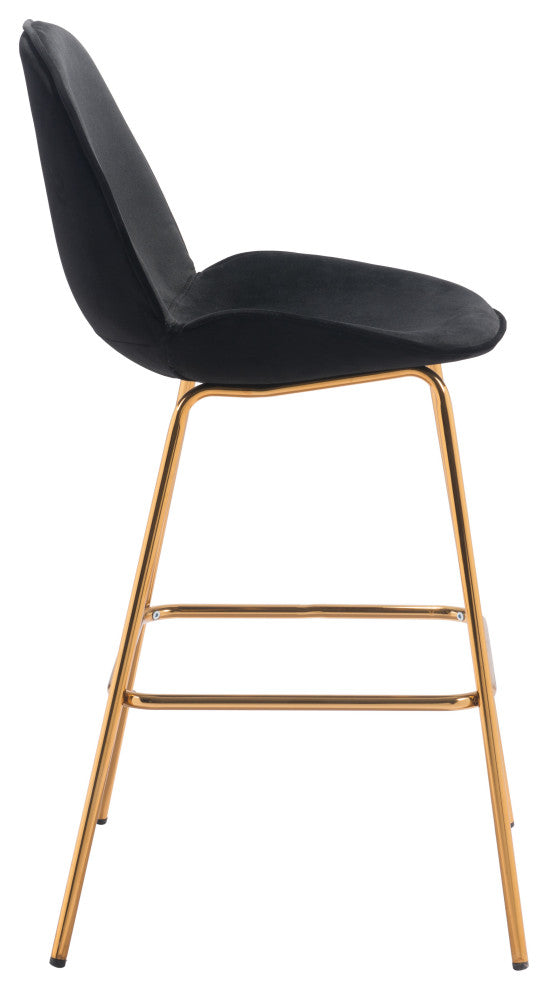 Siena Bar Chair, Set of 2 Black & Gold