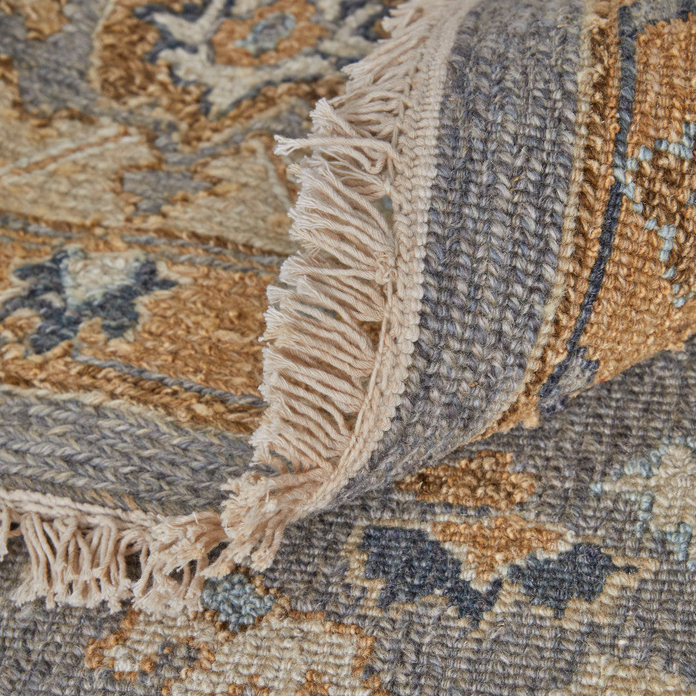 Aleska Traditional Oriental, Gray/Gold, 2'6"x12' Runner