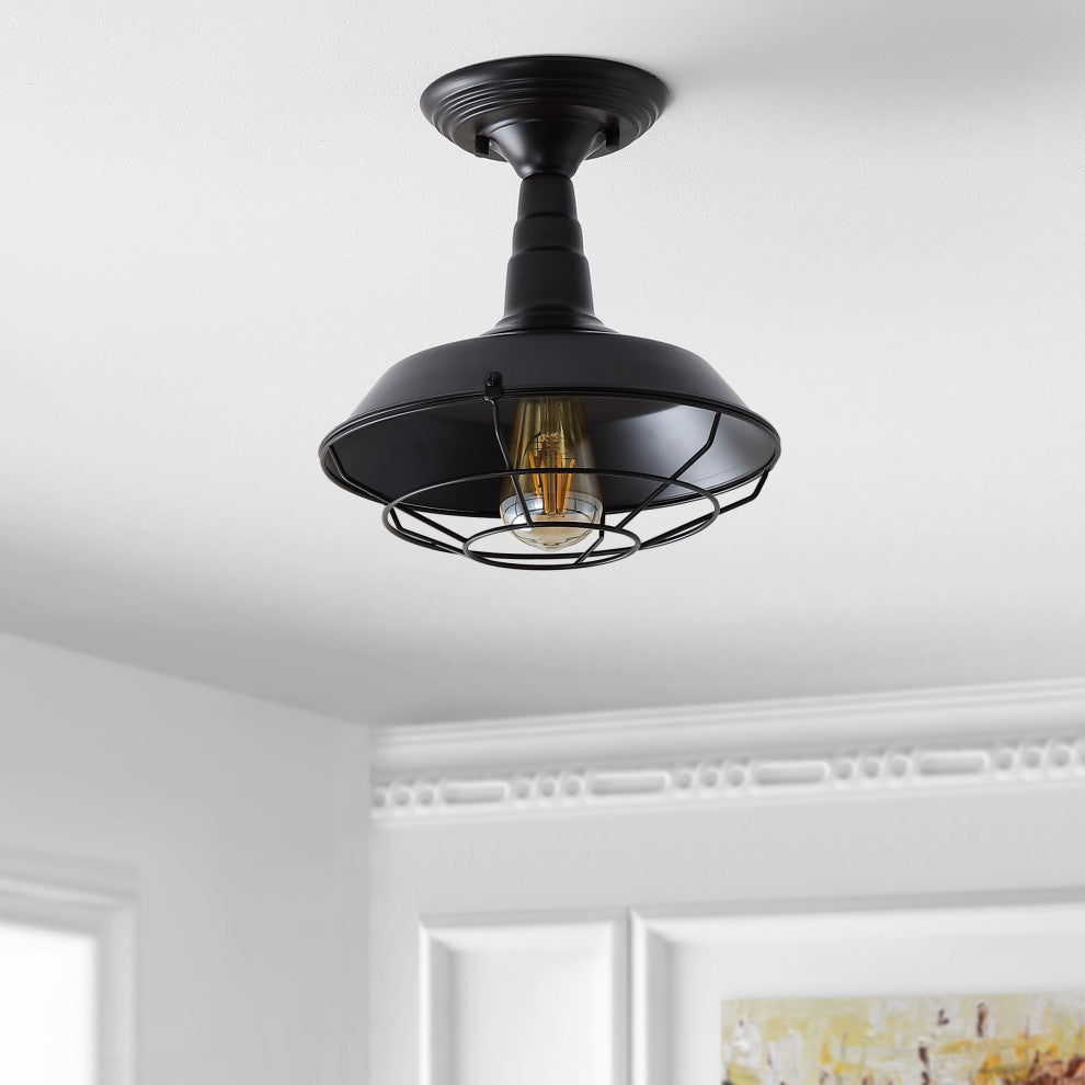 Gabe 10.2" Metal Led Semi-Flush Mount, Oil Rubbed Bronze