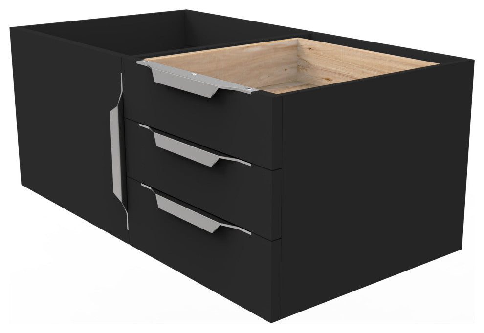 CastelloUSA Alpine 36" Wall Mounted Vanity, Base Only, Black, Brushed Nickel