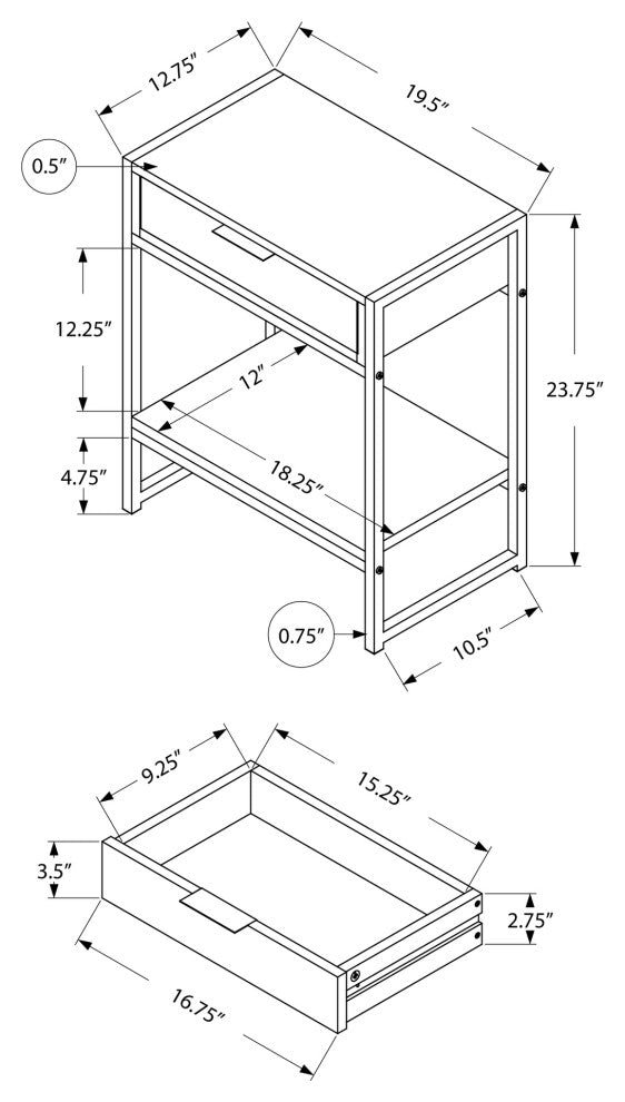 Accent Table, Side, End, Nightstand, Lamp, Storage Drawer