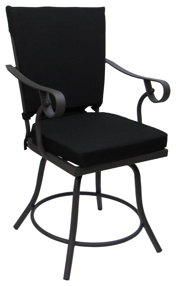 Outdoor/Indoor Patio Swivel Dining Chair Jamey With Arms, Black - Gray