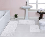 Bell Flower Collection Tufted Bath Rug, 3-Piece Set With Runner, White