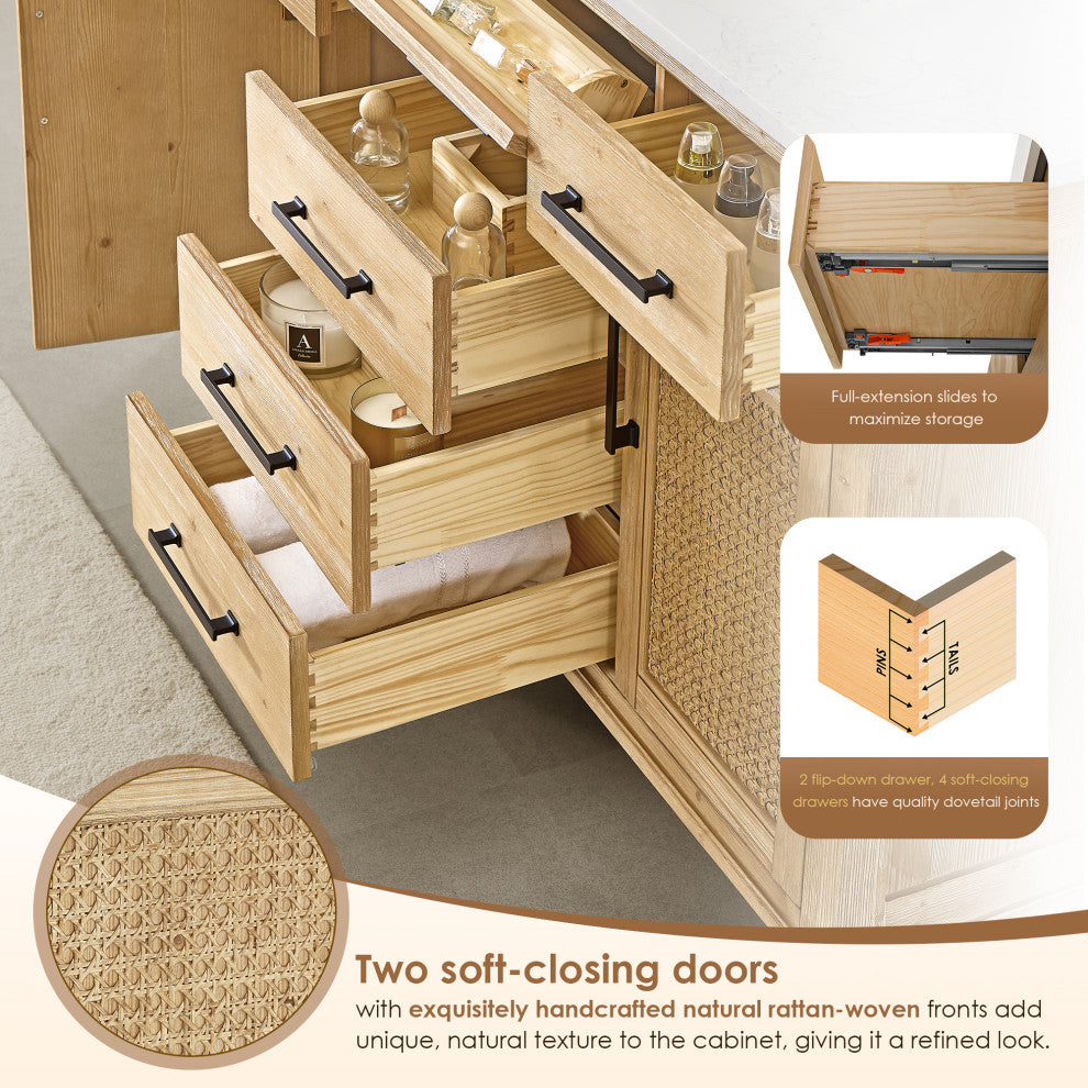 Altair Salome Bathroom Vanity, Weathered Fir, 60", No Mirror