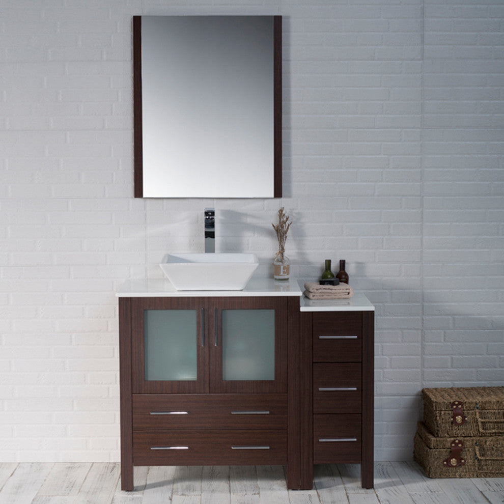 Sydney 42" Vanity Set With Vessel Sink and Side Cabinet
