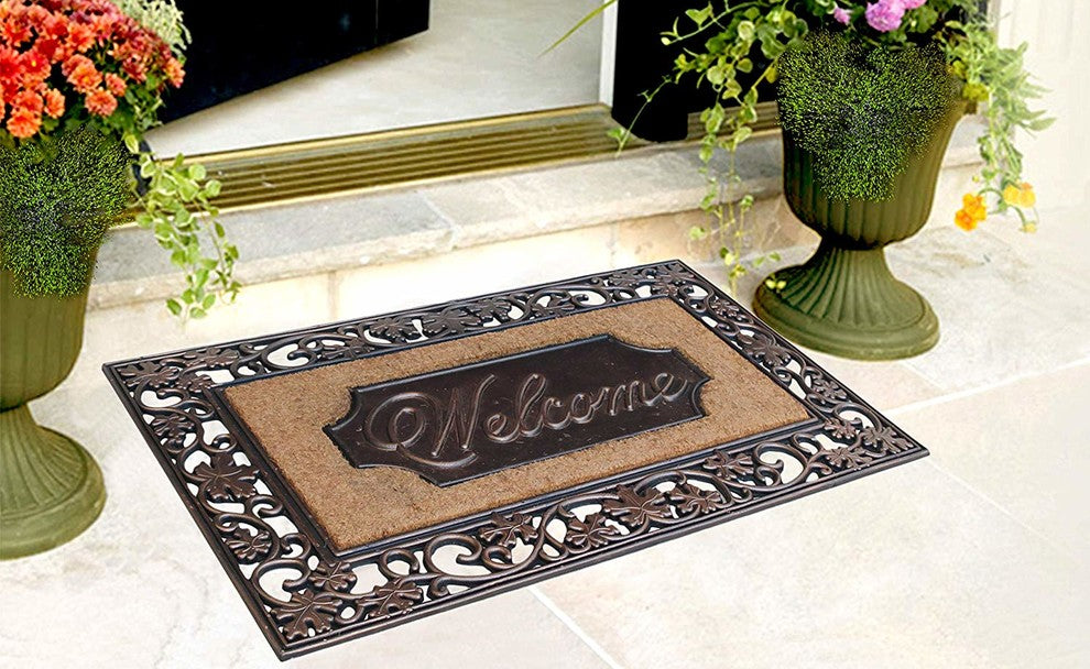 First Impression Rubber/Coir Dirt Trapper 18"x30" Welcome Doormat