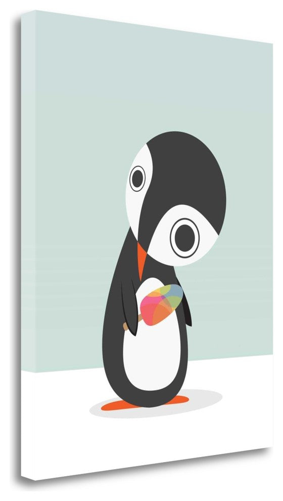 "Pingu Loves Ice Cream" By Volkan Dalyan, Giclee Print on Gallery Wrap Canvas