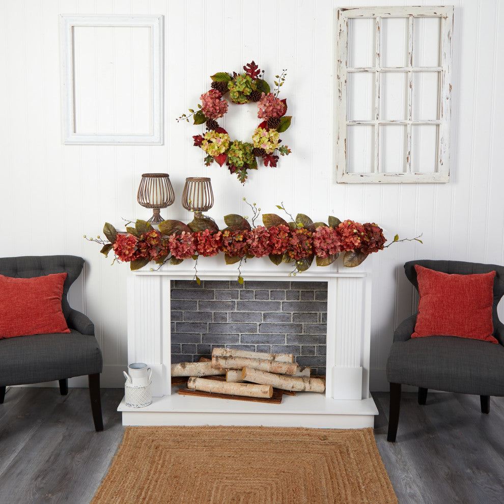 Nearly Natural W1227 6 Fall Hydrangea and Berry Artificial Autumn Garland