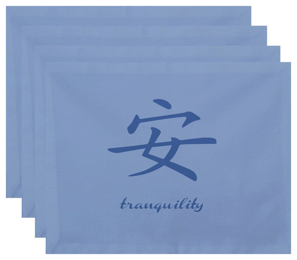 18"x14" Tranquility, Word Print Placemat, Blue, Set of 4