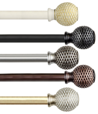 Wicker 1" Curtain Rod, Satin Nickel, 66-120"