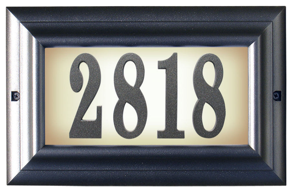 Edgewood Large Lighted Address Plaque, Pewter Frame