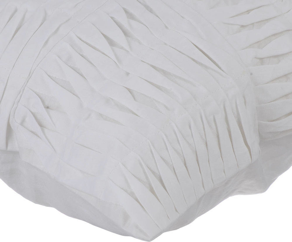 White Throw On Bed Cotton Linen 20"x20" Pintucks Textured, Free Spirit