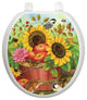 Fall Basket Toilet Tattoos Seat Cover, Vinyl Lid Decal, Bathroom Accent, Round