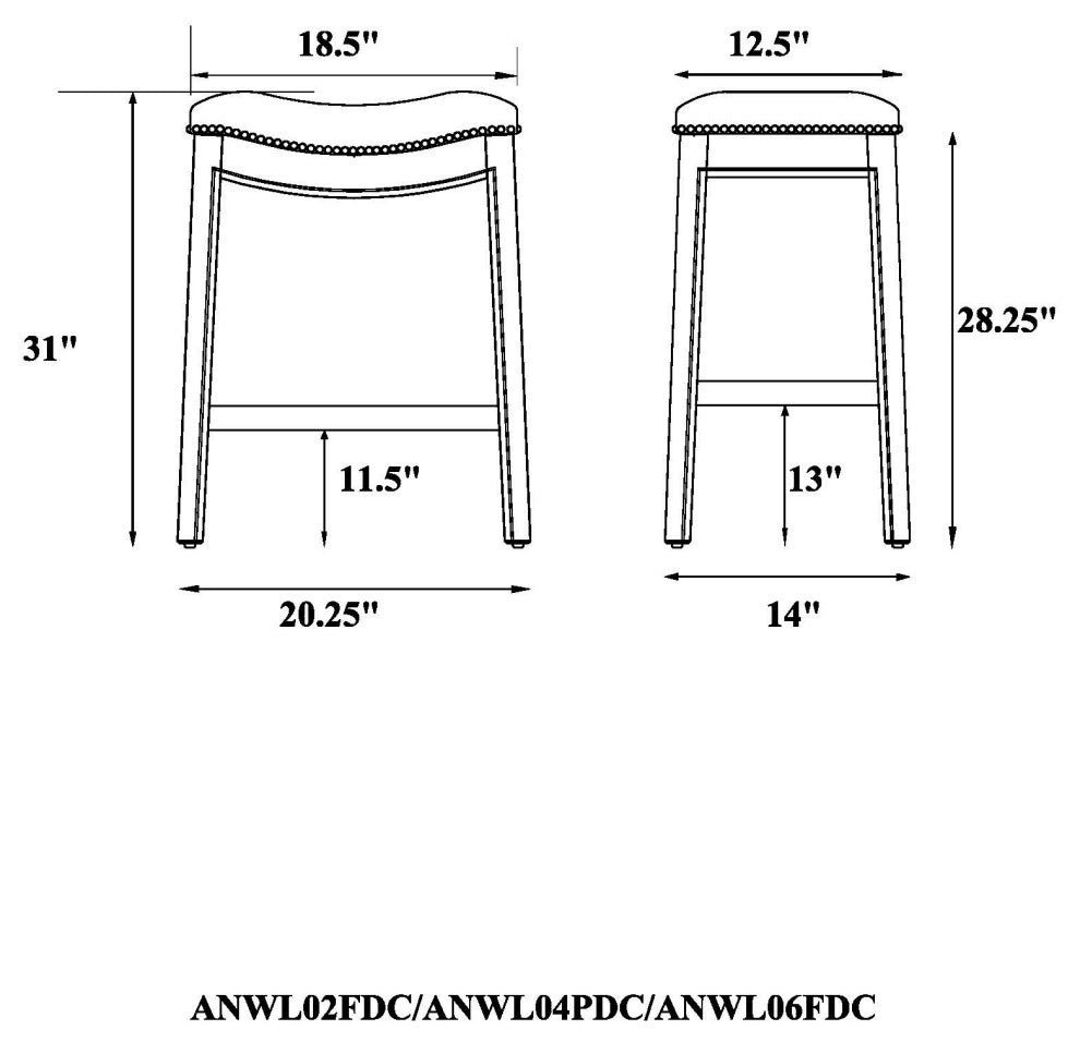 Williston Bar Stool, Set of 2, White, Bar Height