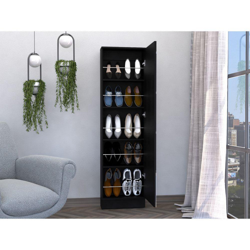 DEPOT E-SHOP Charlotte Xl Shoe Rack, Five Internal Shelves, Mirror, On