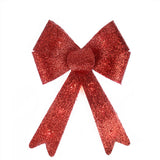 16" Pre-Lit Red Sparkly Bow Large Christmas Decoration, Warm White Lights