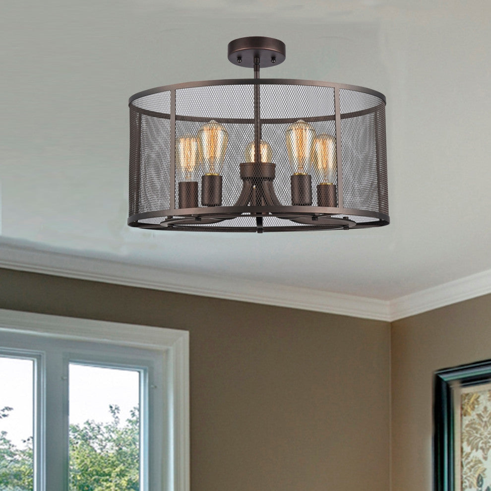 CHLOE Lighting CH2D065RB20-SF5 LORRY Industrial 5 Light Rubbed Ceiling Light