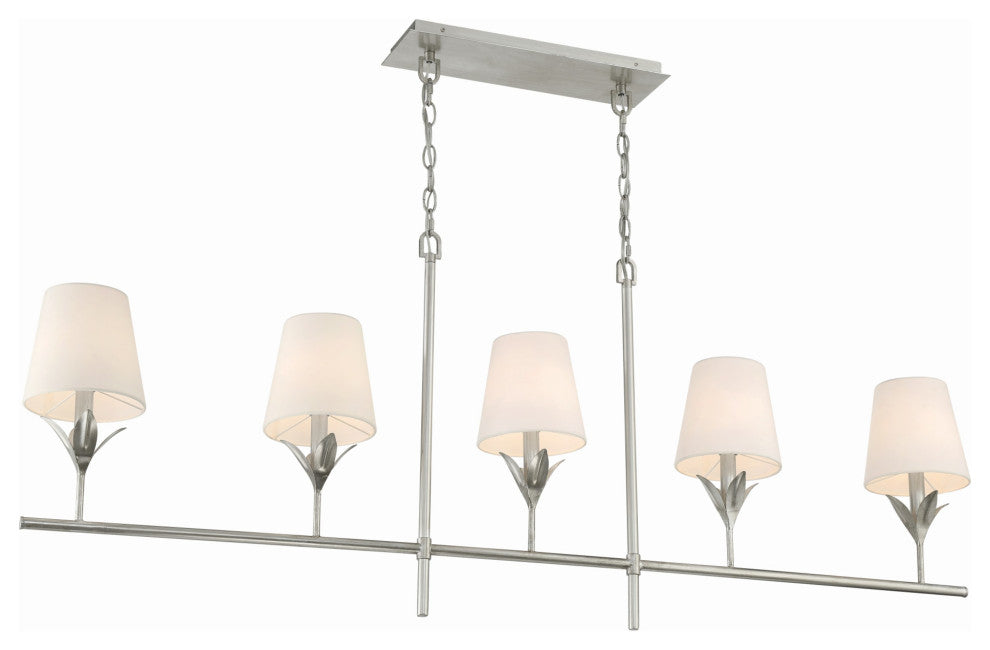 Crystorama Lighting Group 537 Broche 5 Light 54"W Linear - Antique Silver