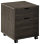 Benzara BM282968 Wood Rolling File Cabinet, 1 Large Cabinet, 1 Drawer, Dark Oak