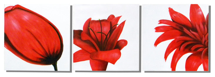 Red Flower Trilogy, Wall Tapestry, 20"x60"