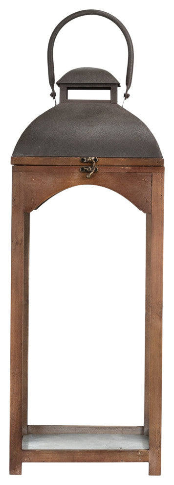 Set of 2 Farmhouse Wooden Lantern, Brown