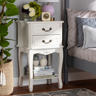 Gabrielle Traditional Provincial White-Finished 2-Drawer Wood End Table