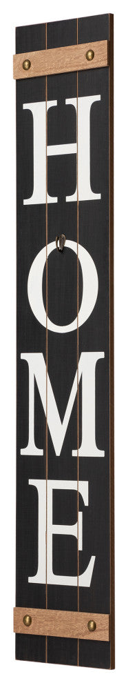 42"H Spring Wooden "HOME" Black Porch Sign With Wreath