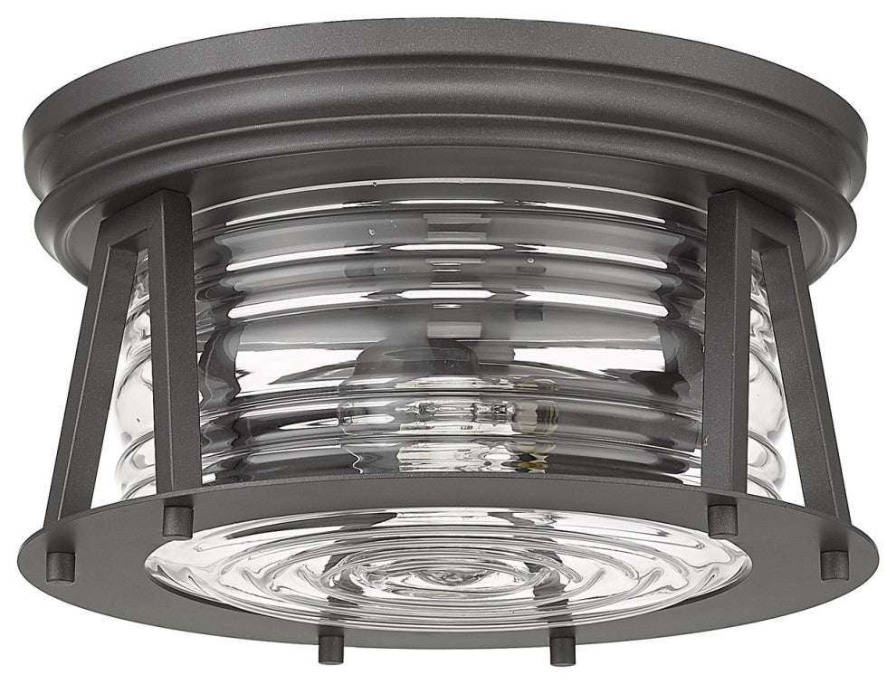 Zlite 491F2-BRZ 2-Light Flush Mount, Clear