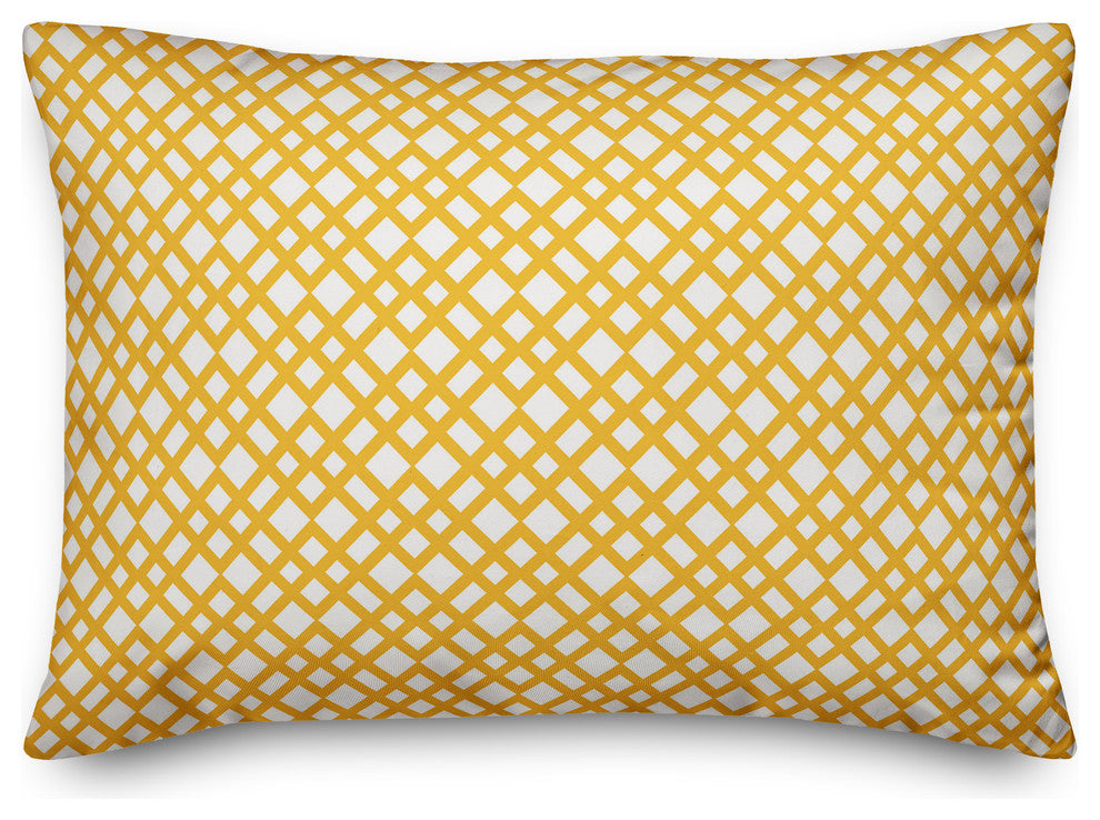 Yellow Lattice Pattern Throw Pillow