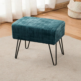 Textured Velvet Ottoman, Deep Teal