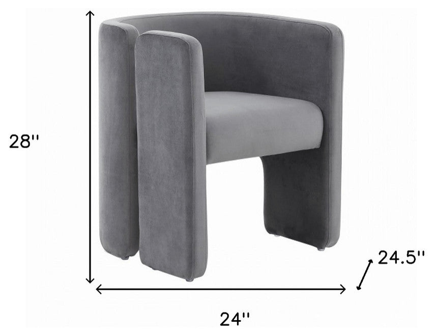 24" Grey Velvet Asymmetrical Base Arm Chair