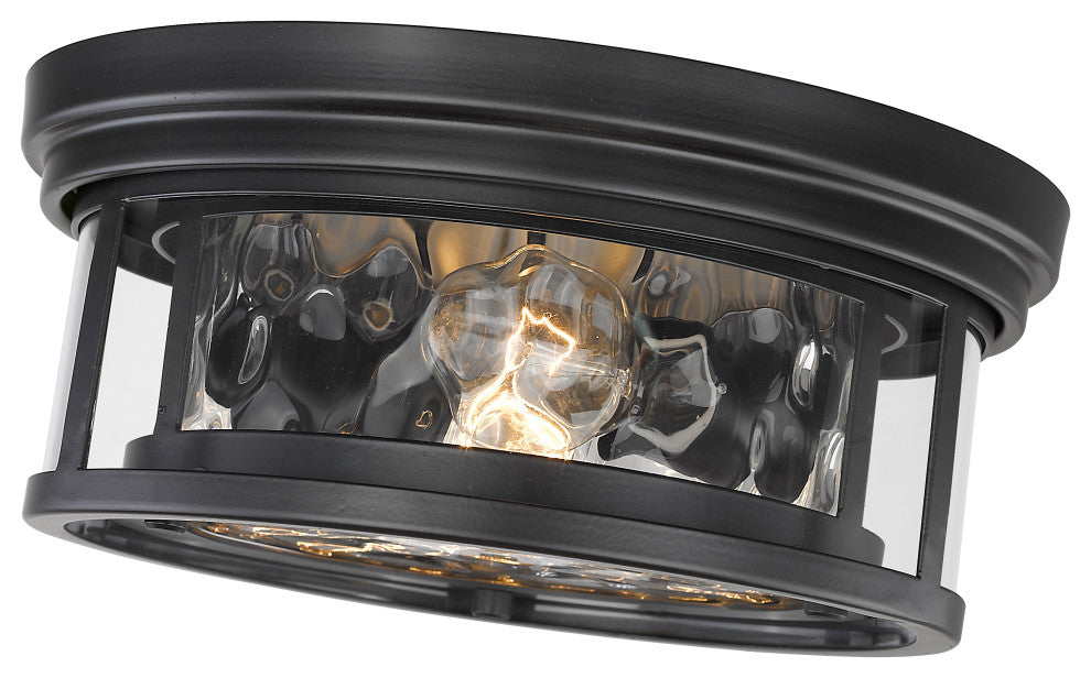 Zlite 493F2-MB 2-Light Flush Mount, Inner Clear Water & Outer Clear