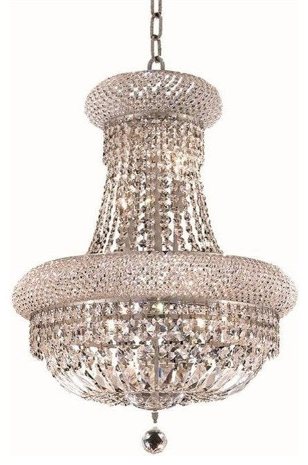 Elegant Primo Dining Room Light, Chrome Finish With Royal Cut Crystal