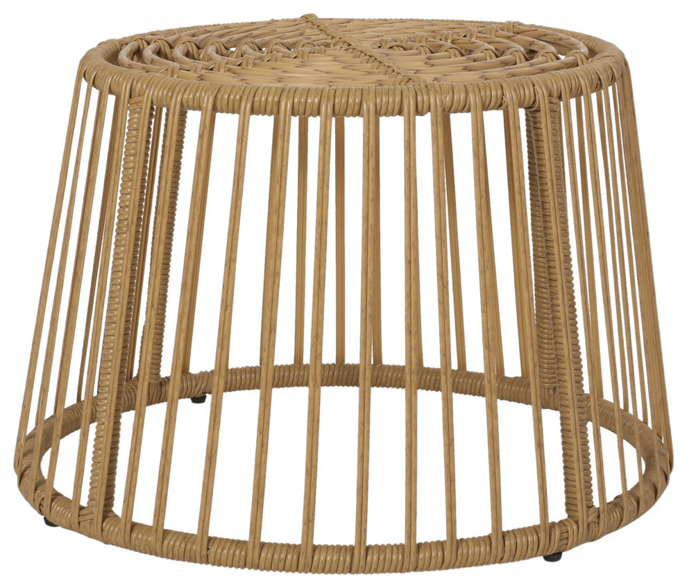 Edson Outdoor Wicker 2 Seater Chat Set With Cushion, Light Brown