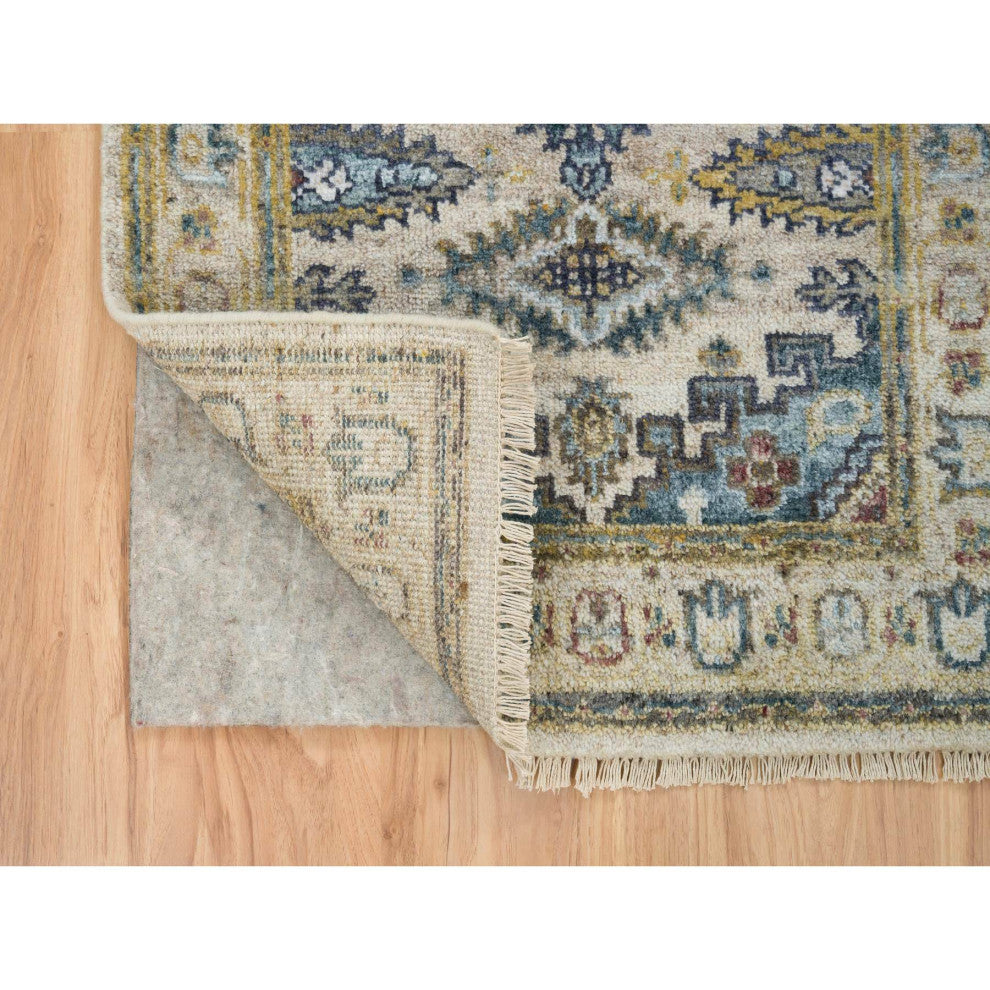 Ivory Hand Knotted Reimagined Persian Viss Design Runner Oriental  2'7"x11'10"