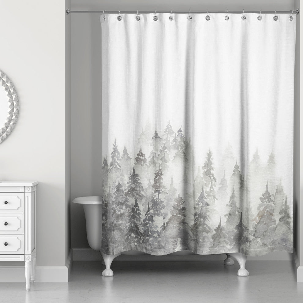 Foggy Green Forest 71x74 Shower Curtain